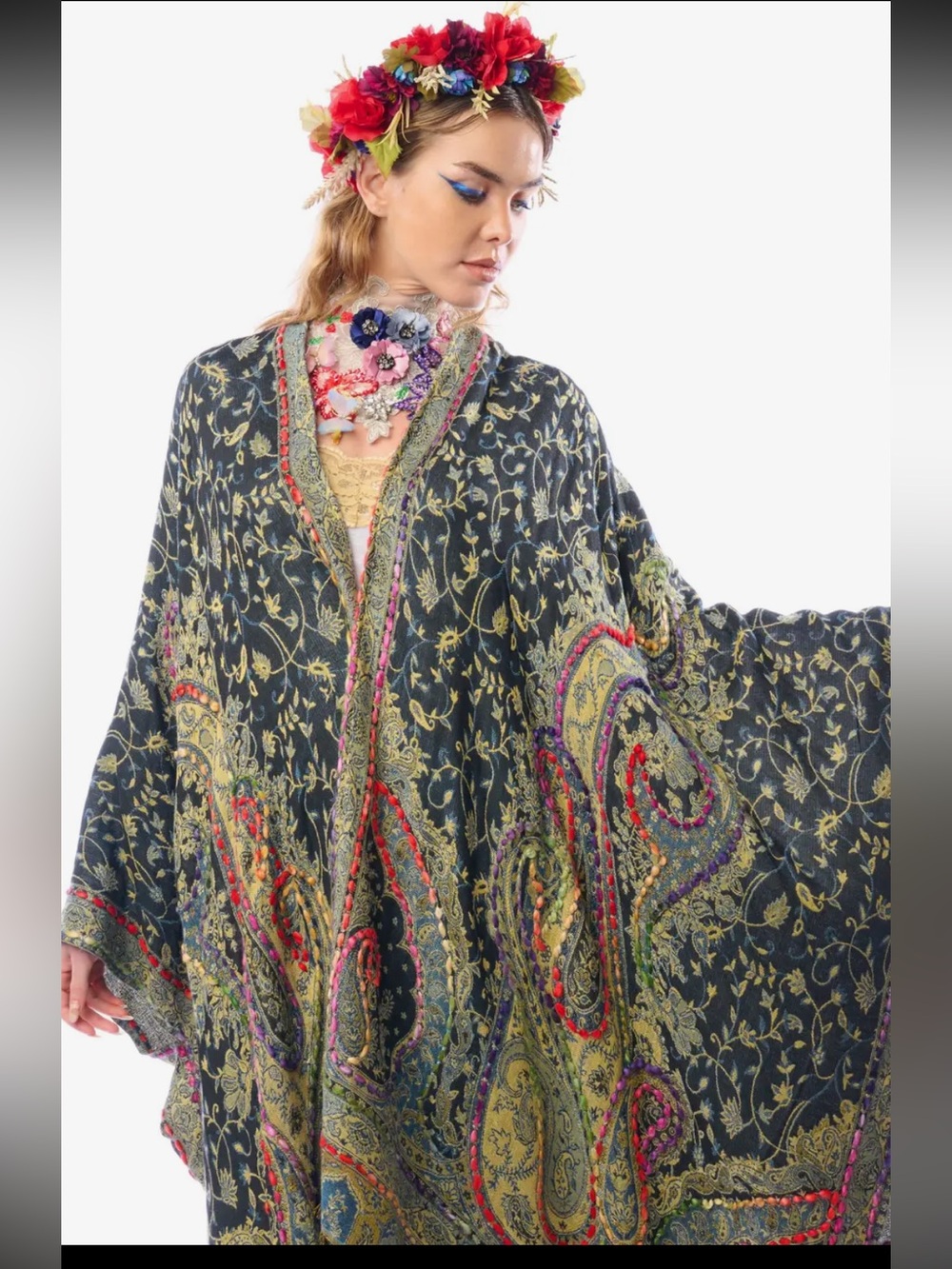 New Aratta Silent Journey Elexyia Reversible poncho kimono